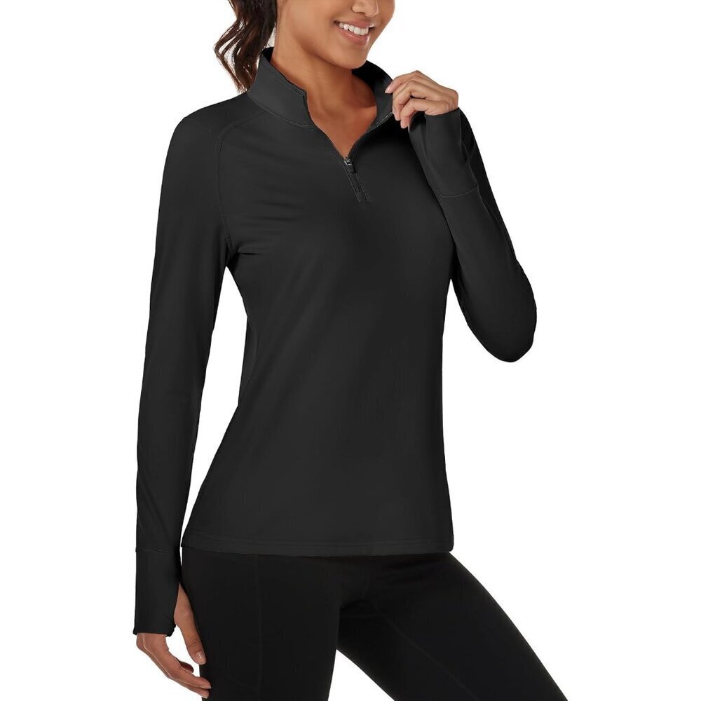 Women's Micro Fleece Quarter Zip Pullover Long Sleeve Athletic Top